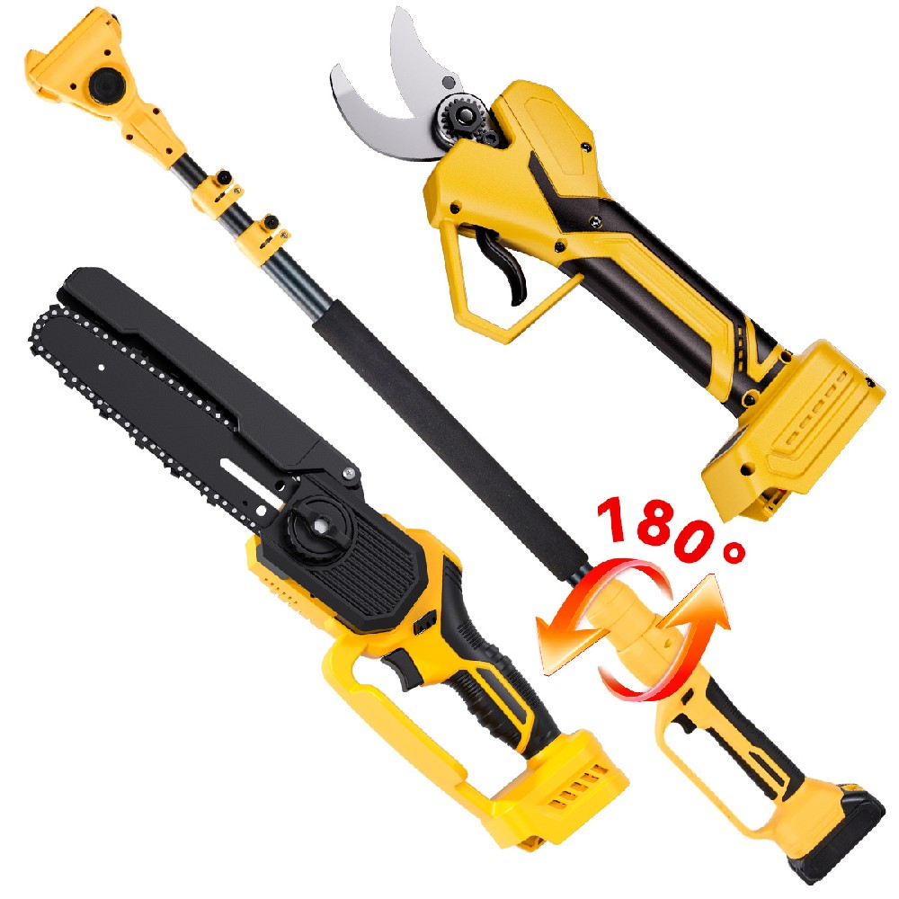 Electric Power Shears Tool Sets 2.1m Extendable Pole Kit with 8-Inch Sk5 Blade Chainsaw 30mm Pruner for Tree Trimming Gardening