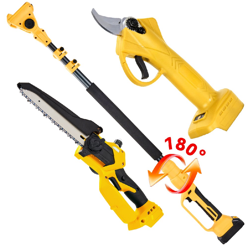 3-in-1 Extendable Pole Pruning Kit – 8 inch Chainsaw + 2.5cm  Power Pruner +Adjustable Pole (1.15-2.1m) | Cordless & Powerful