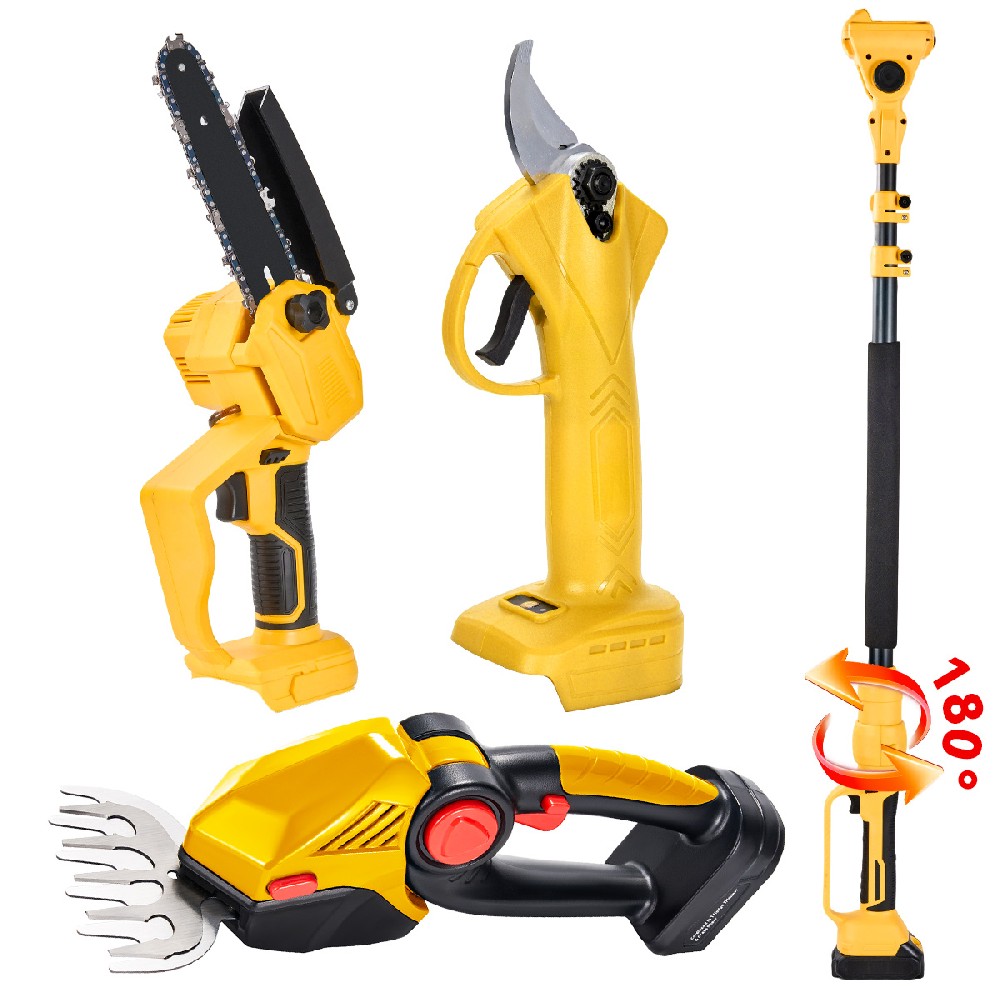 Professional 4-Tool Combo: Brushless Chainsaw, Hedge Trimmer, Pruner & Telescopic Pole - Complete Cutting Solution